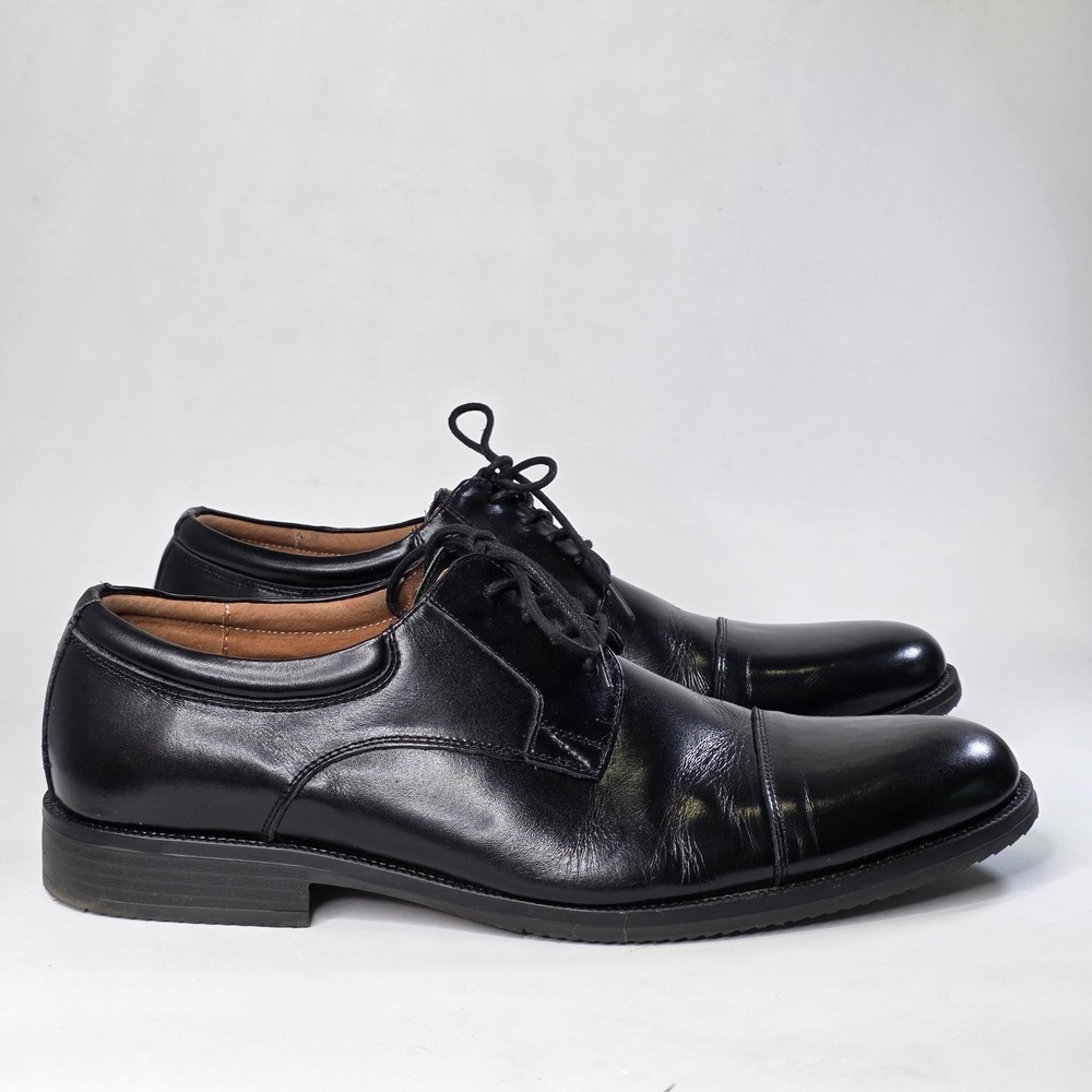 Clarks Kovit Cap Toe Men's Dress Shoes Size 12 M Black Leather Casual Classic